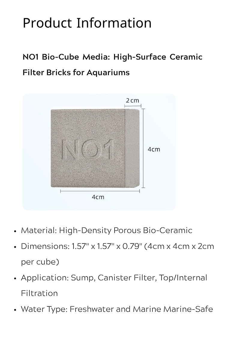 NO1 Bio-Cube Media High-Surface Ceramic Filter Bricks for Aquariums